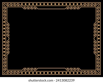 Art deco frame. Vintage linear border. Design a template for invitations, leaflets and greeting cards. Geometric golden frame. The style of the 1920s - 1930s. Vector illustration