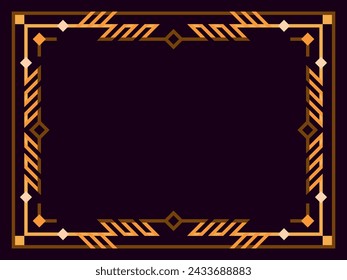 Marco Art Deco. Borde lineal antiguo. Marco geométrico en color dorado en estilo line art con espacio para texto. Diseñe una plantilla para invitación, folleto y tarjeta de felicitación. Ilustración de vector