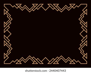 Art deco frame. Vintage linear border. Design a template for invitations, leaflets and greeting cards. Geometric golden frame. The style of the 1920s - 1930s. Vector illustration