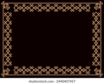 Art deco frame. Vintage linear border. Design a template for invitations, leaflets and greeting cards. Geometric golden frame. The style of the 1920s - 1930s. Vector illustration