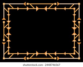 Art deco frame. Vintage linear border. Geometric frame in gold color in line art style with space for text. Design a template for invitation, leaflet and greeting card. Vector illustration