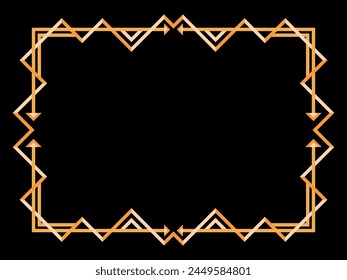 Art deco frame. Vintage linear border. Geometric frame in gold color in line art style with space for text. Design a template for invitation, leaflet and greeting card. Vector illustration