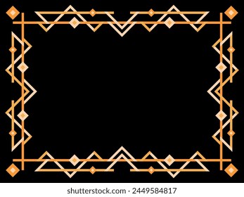 Marco Art Deco. Borde lineal de Antiguas. Marco geométrico en color dorado en estilo line art con espacio para texto. Diseñar una Plantilla para invitación, folleto y tarjeta de felicitación. Ilustración vectorial