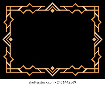 Cadre Art déco. Bordure linéaire Vintage. Cadre géométrique en couleur dorée dans un style d'art linéaire avec place pour texte. Concevez une template d'invitation, un dépliant et une carte de voeux. illustration vectorielle 