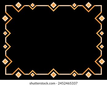 Cadre Art déco. Bordure linéaire Vintage. Cadre géométrique en couleur dorée dans un style d'art linéaire avec place pour texte. Concevez une template d'invitation, un dépliant et une carte de voeux. illustration vectorielle 