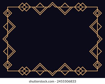 Cadre Art déco. Bordure linéaire Vintage. Concevez une template pour les invitations, les dépliants et les cartes de voeux. Cadre géométrique doré. Le style des années 1920-1930. illustration vectorielle 