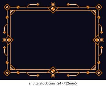 Art deco frame. Vintage linear border. Design a template for invitations, leaflets and greeting cards. Geometric golden frame. The style of the 1920s - 1930s. Vector illustration