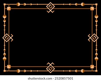 Marco art deco. Borde lineal de Antiguas. Marco de oro geométrico en estilo de arte de línea. Diseñar una Plantilla para invitaciones, folletos y tarjetas de felicitación. Ilustración vectorial