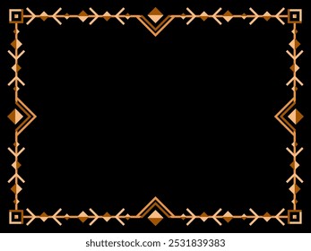 Art deco frame. Vintage linear border. Geometric gold frame in line art style. Design a template for invitations, leaflets and greeting cards. Vector illustration