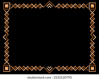 Art deco frame. Vintage linear border. Geometric gold frame in line art style. Design a template for invitations, leaflets and greeting cards. Vector illustration