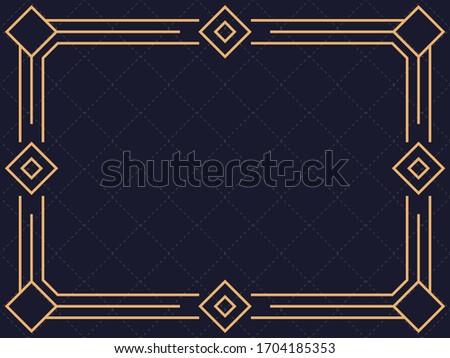 Art deco frame. Vintage linear border. Design a template for invitations, leaflets and greeting cards. The style of the 1920s and 1930s. Vector illustration