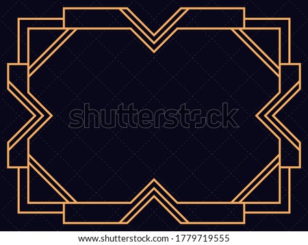 Art deco frame. Vintage linear border. Design a template for invitations, leaflets and greeting cards. The style of the 1920s and 1930s. Vector illustration