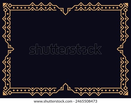 Art deco frame. Vintage linear border. Design a template for invitations, leaflets and greeting cards. Geometric golden frame. The style of the 1920s - 1930s. Vector illustration