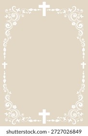 Quadros art déco com cruz. Elementos de design de Símbolo Cristão isolados no plano de fundo. Ornate Cross. Quadro vertical. Elementos de design do Memorial. Cartão de Batismo com Cruz. Batismo. Primeira Comunhão. Feliz cartão comemorativo de Páscoa, banner, modelo de cartão postal, estilo vintage. Ilustração vetorial