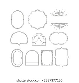 Art deco frames drawing in linear style on white background.
