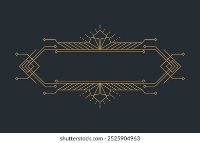 Art deco frames, golden elegant antique borders, decorative game buttons