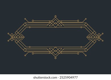 Art deco frames, golden elegant antique borders, decorative game buttons