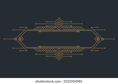 Art deco frames, golden elegant antique borders, decorative game buttons