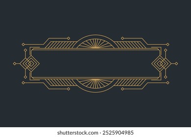 Marcos art deco, bordes antiguos elegantes dorados, Botones de juego decorativos