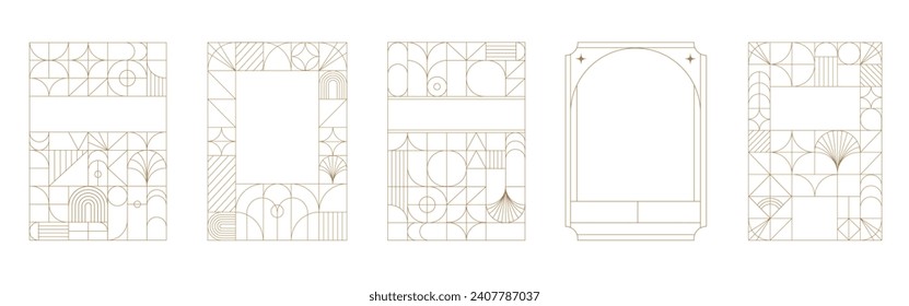 Art Deco frames minimalist collection. Modern minimal style illustrations. Elegant luxury borders and frames, vector templates design