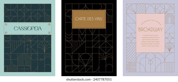 Art Deco frames minimalist collection. Modern minimal style illustrations. Elegant luxury borders and frames, vector templates design