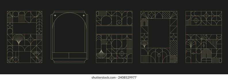 Art Deco frames minimalist collection. Modern minimal style illustrations. Elegant luxury borders and frames, vector templates design