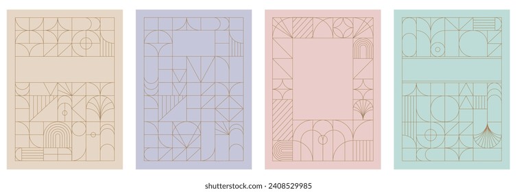 Art Deco frames minimalist collection. Modern minimal style illustrations. Elegant luxury borders and frames, vector templates design