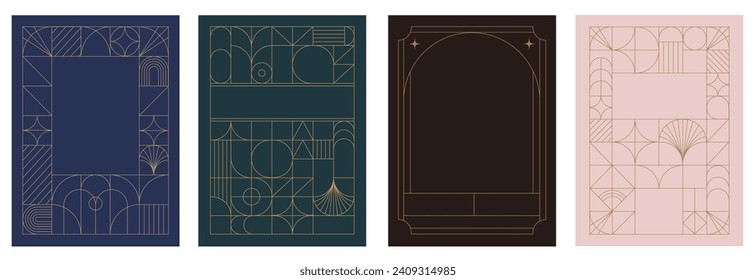 Art Deco frames minimalist collection. Modern minimal style illustrations. Elegant luxury borders and frames, vector templates design