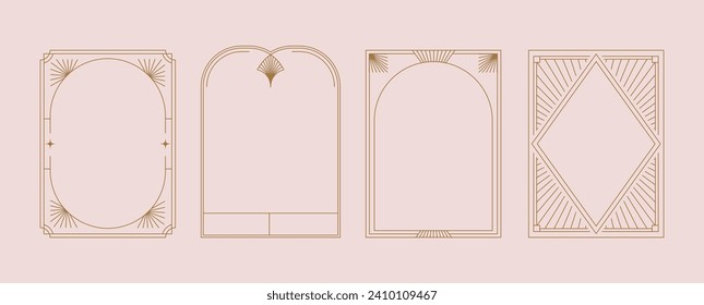 Art Deco frames minimalist collection. Modern minimal style illustrations. Elegant luxury borders and frames, vector templates design