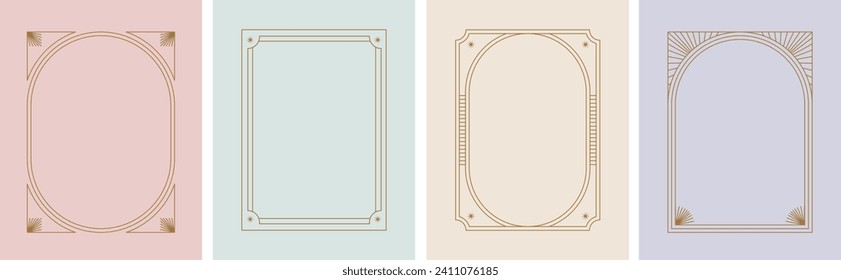 Art Deco frames minimalist collection. Modern minimal style illustrations. Elegant luxury borders and frames, vector templates design