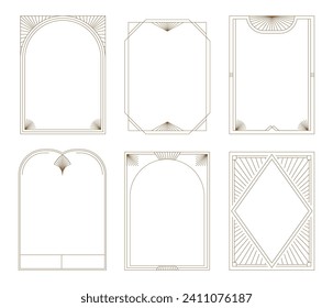 Art Deco frames minimalist collection. Modern minimal style illustrations. Elegant luxury borders and frames, vector templates design