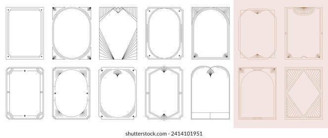 Art Deco frames minimalist collection. Modern minimal style illustrations. Elegant luxury borders and frames, vector templates design