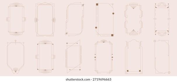 Art Deco enmarca la colección minimalista. Elegantes bordes y marcos de lujo, diseño de Plantillas de Vector