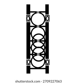 Ilustración vectorial de silueta del panel de la puerta del art déco: Diseño moderno de la Vertical con las Formas geométricas del círculo de enclavamiento