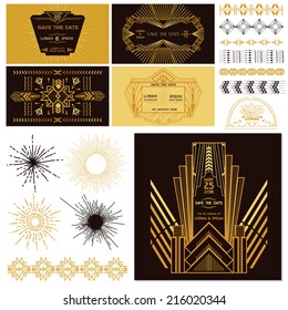 Art Deco And Gatsby Party Set. For Wedding, Decoration, Scrapbooking. Vector