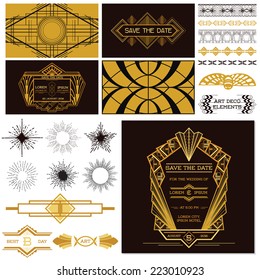 Art Deco Or Gatsby Party Set. For Wedding, Decoration, Scrapbooking In Vector