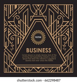 art deco geometric badge design label vector