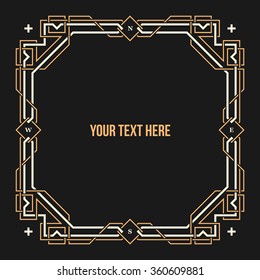 Art Deco geometric border on dark background.