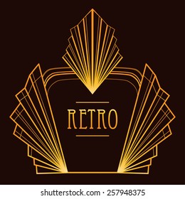Art deco geometric frame. Golden pattern in 1920's style.