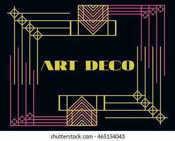 Art deco geometric frame. Retro background in style 1920's, 1930's. Vector illustration.