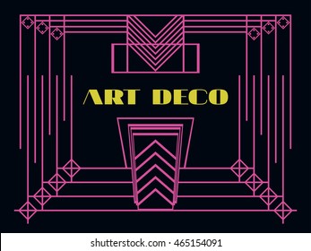 Art deco geometric frame. Retro background in style 1920's, 1930's. Vector illustration.