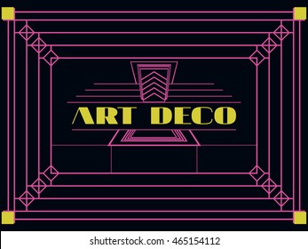 Art deco geometric frame. Retro background in style 1920's, 1930's. Vector illustration.