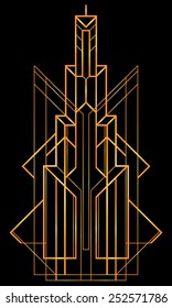 Art deco geometric golden pattern (1920's style) 