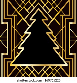 Art Deco Geometric Pattern (1920's Style) With Christmas Tree