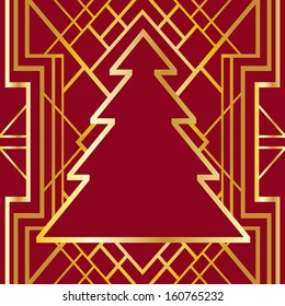 Art Deco Geometric Pattern (1920's Style) With Christmas Tree