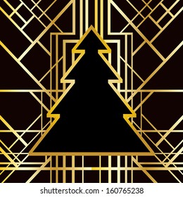 Art deco geometric pattern (1920's style) with Christmas tree