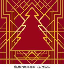 Art deco geometric pattern (1920's style) with Christmas tree
