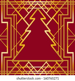 Art deco geometric pattern (1920's style) with Christmas tree