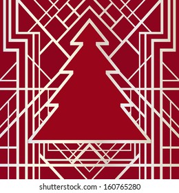 Art Deco Geometric Pattern (1920's Style) With Christmas Tree