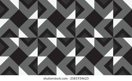 The art deco geometric pattern is characterized by a simple yet elegant design and a high contrast color scheme of a combination of black and gray